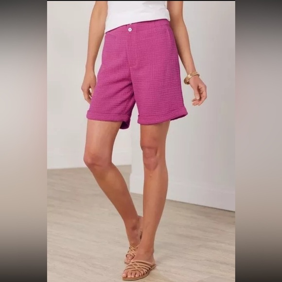 Soft Surroundings | Del Ray Gauze High Waisted Shorts | Hot Pink | XL - Picture 1 of 15